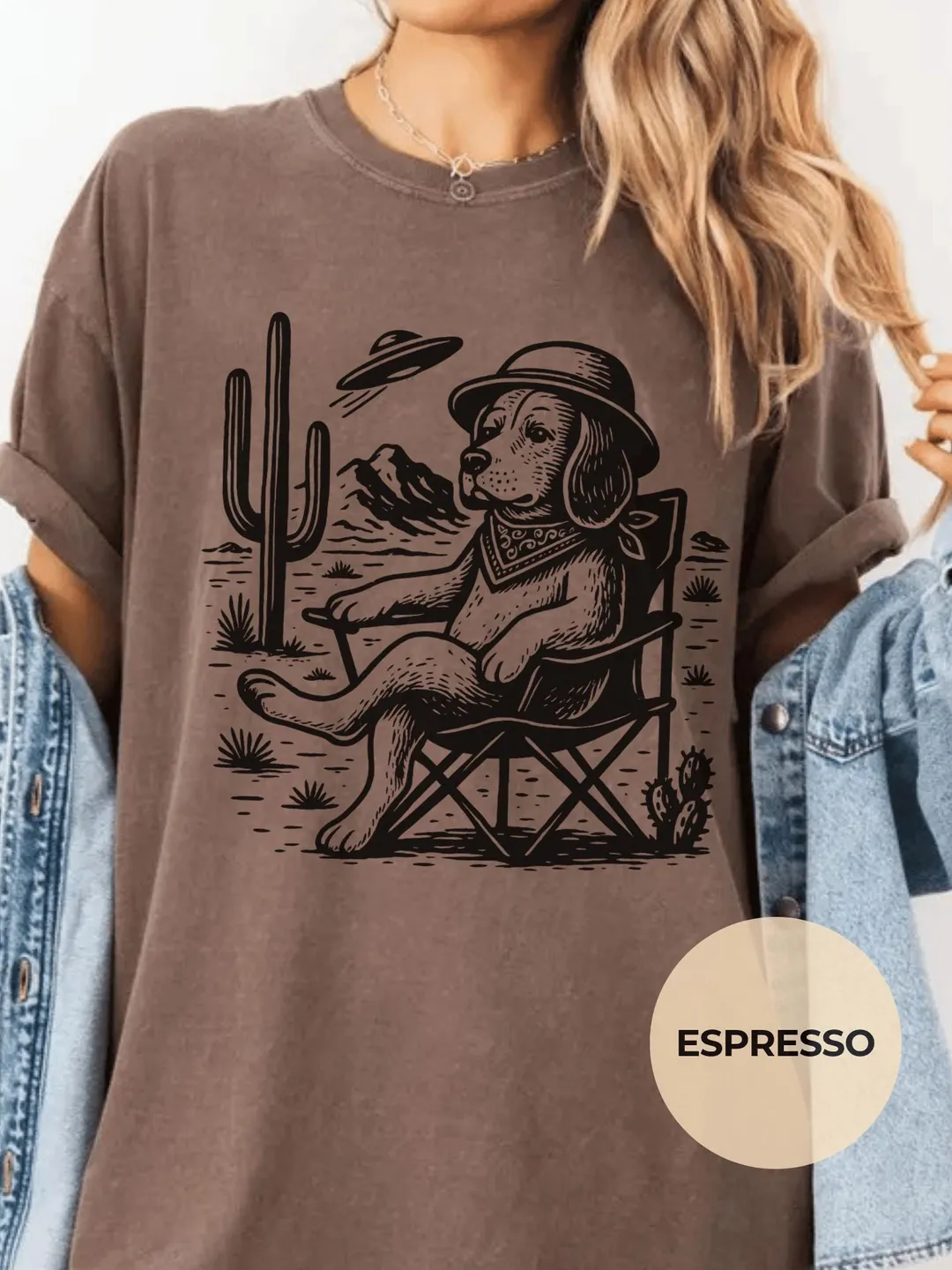 Vintage Beagle Cowboy UFO Graphic Comfort Colors Western Dog Shirt