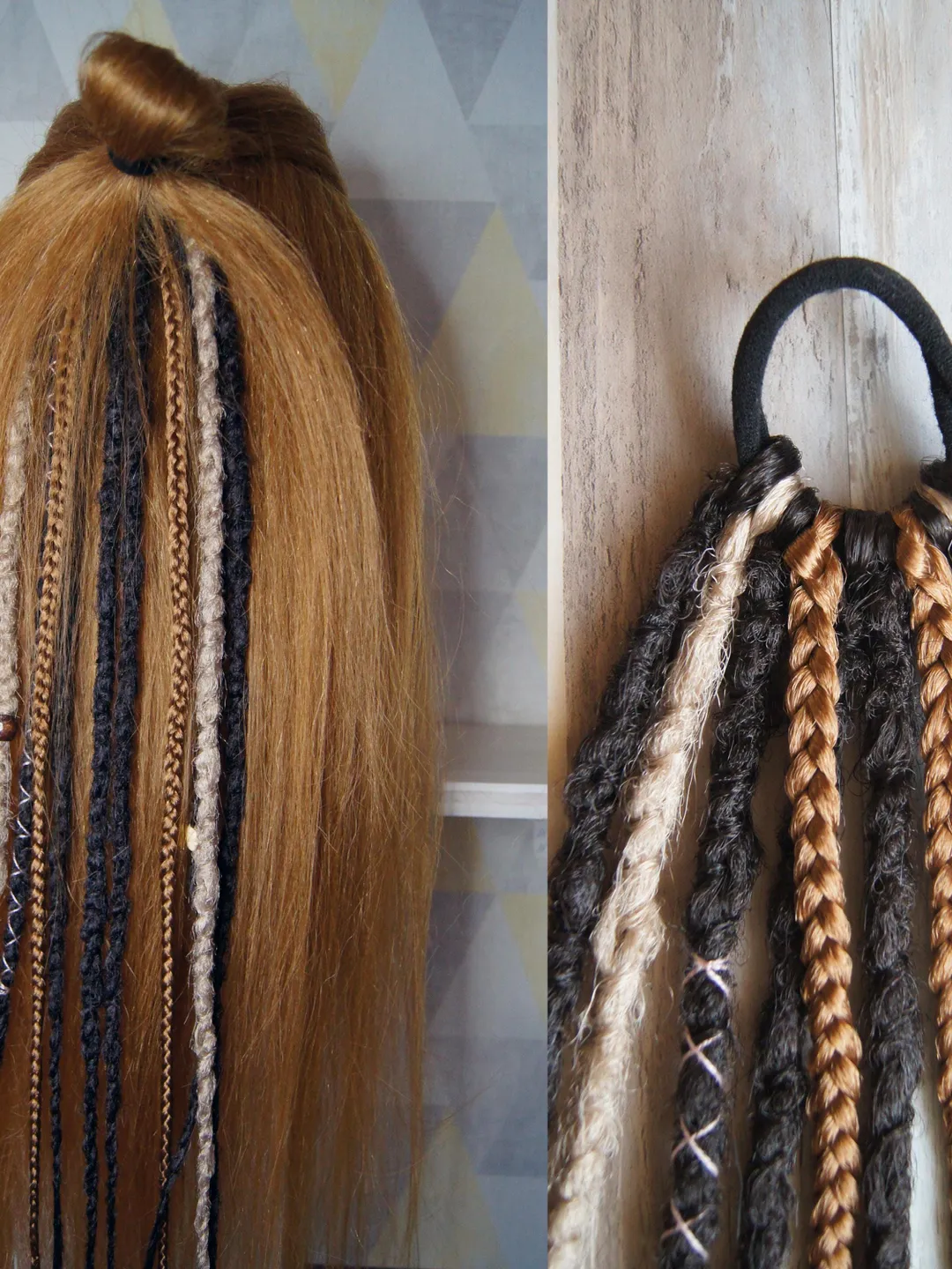 Brown blonde synthetic dread extensions Boho Brown & Blonde Dreadlock Braid Set: Synthetic Dread  main image 4