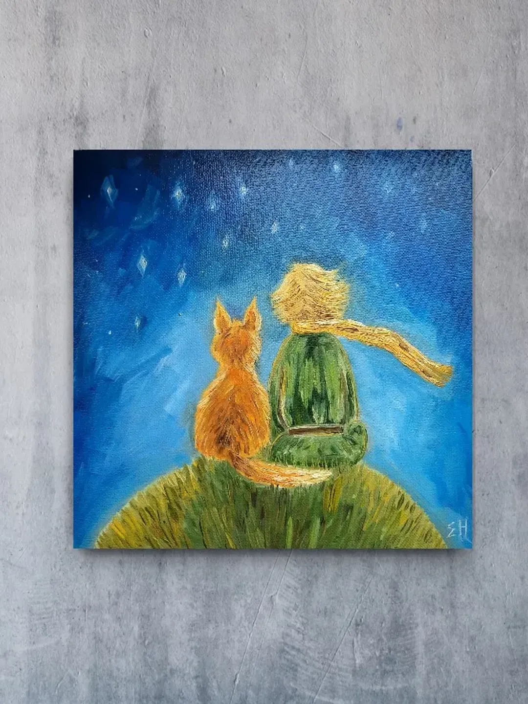 Little Prince oil painting Little prince fox kids wall art Customized Gift