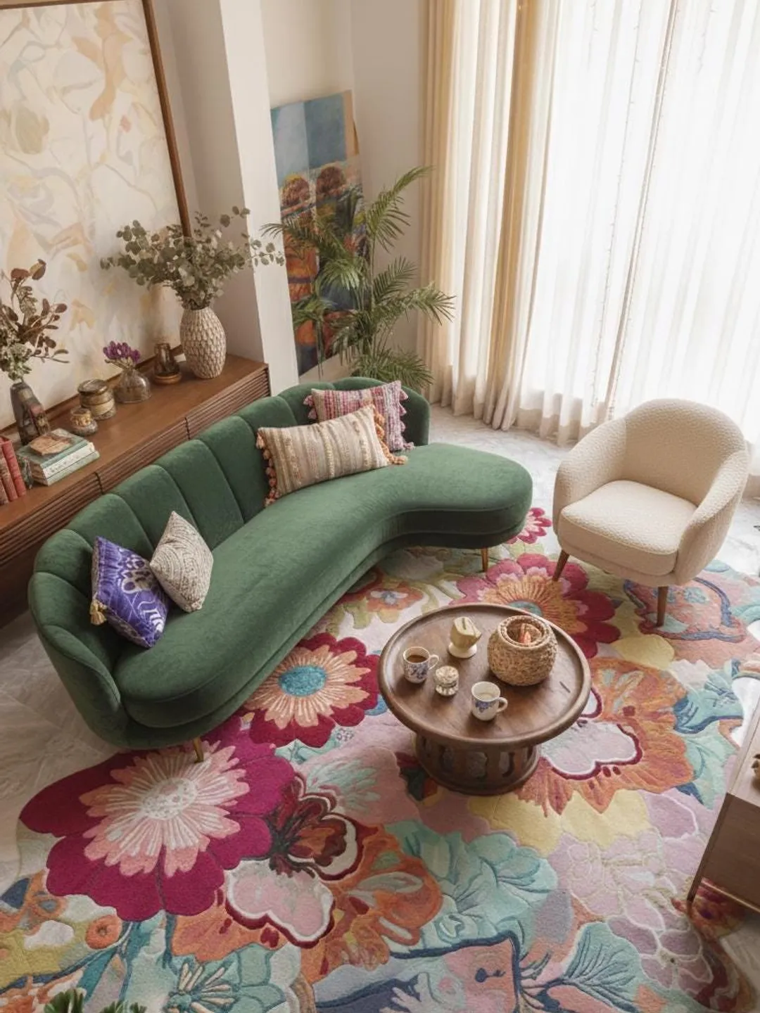 Handmade Tufted Modern Floral Soft Artistic Home Decor Area Rug