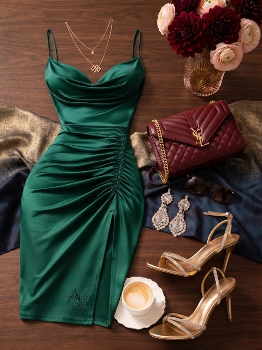 emerald green midi satin dress Cowl Neck Maxi dress Size:31X30 Web Collection: Kentucky Derby Tank Denim Dress – birthday parties and galas