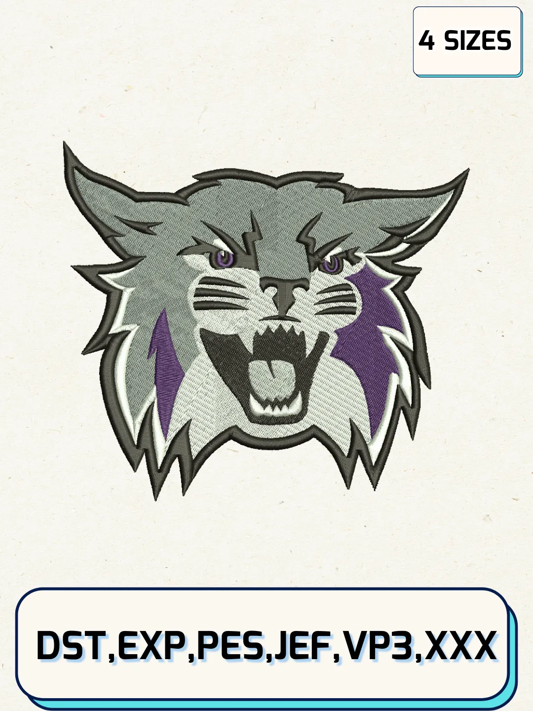 Weber State Mascot Embroidery Design Files, NCAA Logos Embroidery Designs, Machine Embroidery Files, 4 Sizes