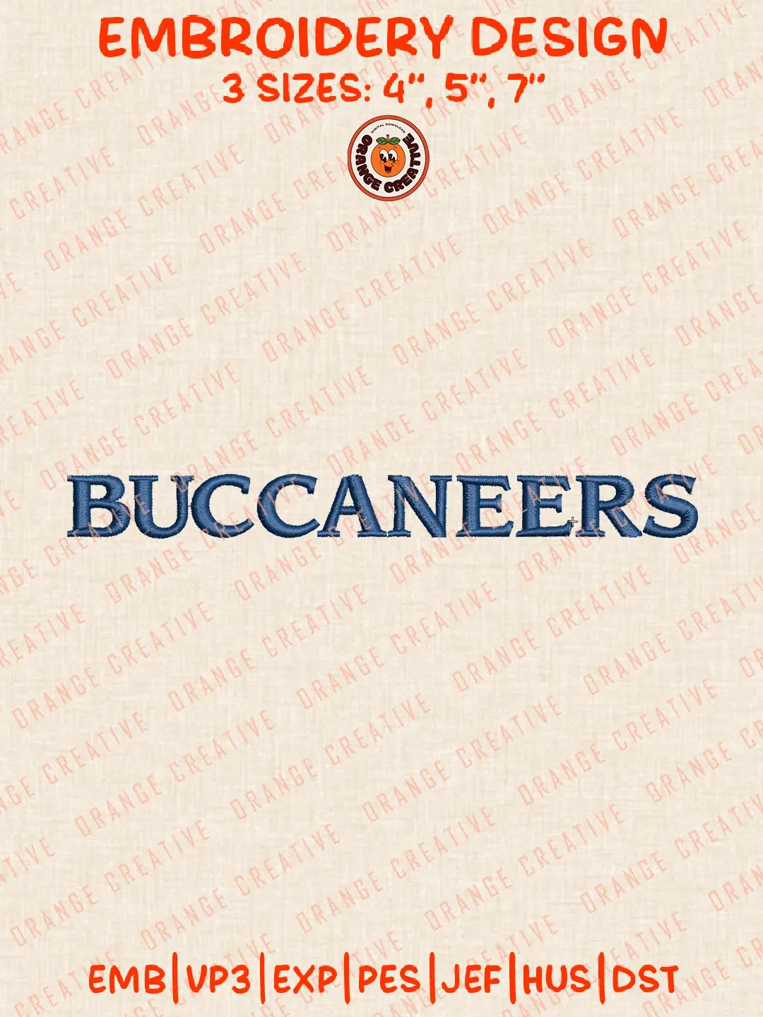 Buccaneers Text Logo Embroidery Design, NCAA East Tennessee State Buccaneers Team Embroidery Design, Machine Embroidery Design File, 4 Sizes, Digital Download
