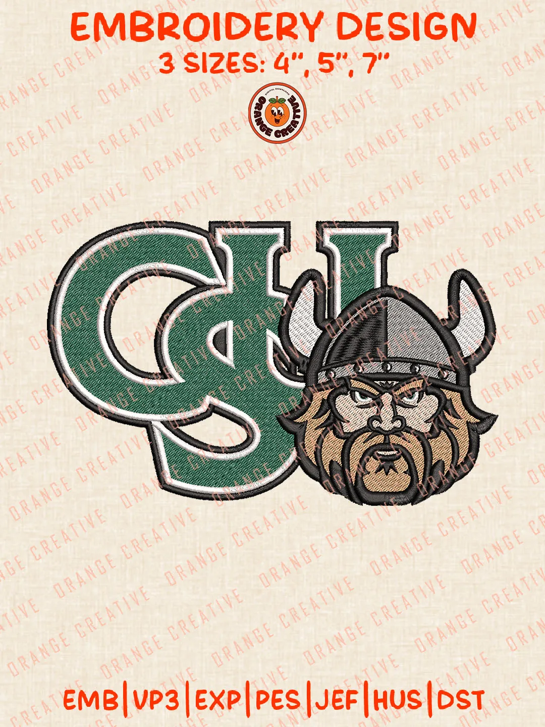 NCAA CSU Vikings Logo Embroidery Files, NCAA Cleveland State Vikings Team Embroidery Designs, College Football Team Machine Embroidery Files, NCAA Cleveland State Vikings Machine Embroidery, Digital Download
