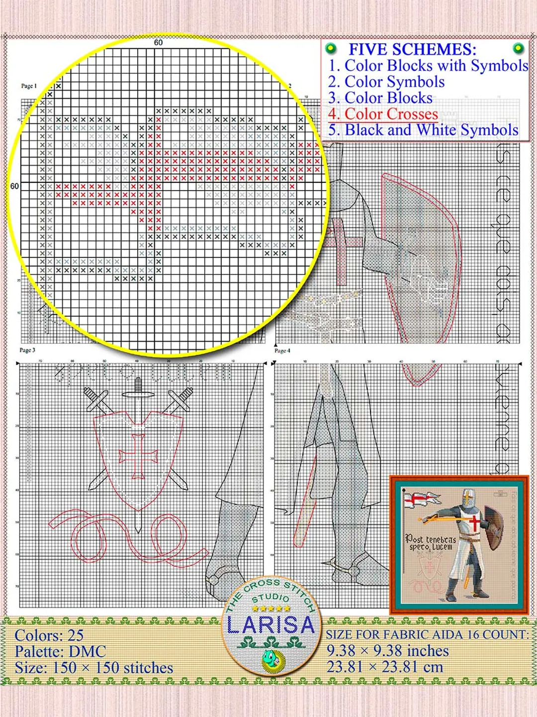 Knight Cross Stitch Pattern | Crusader | Medieval Knight