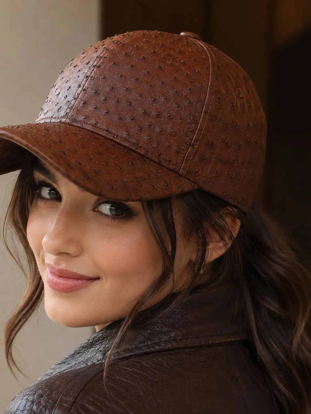 Handmade Genuine Sheepskin Leather Newsboy Cap | Black  display picture 1