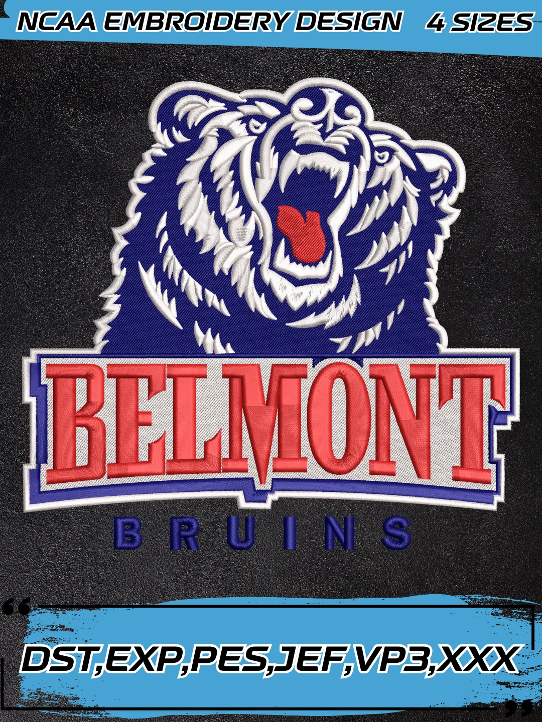 Belmont Bruins Logo Embroidery Designs,NCAA Logo Embroidery Design,Machine Embroidery Design File,4 Sizes, Digital Download