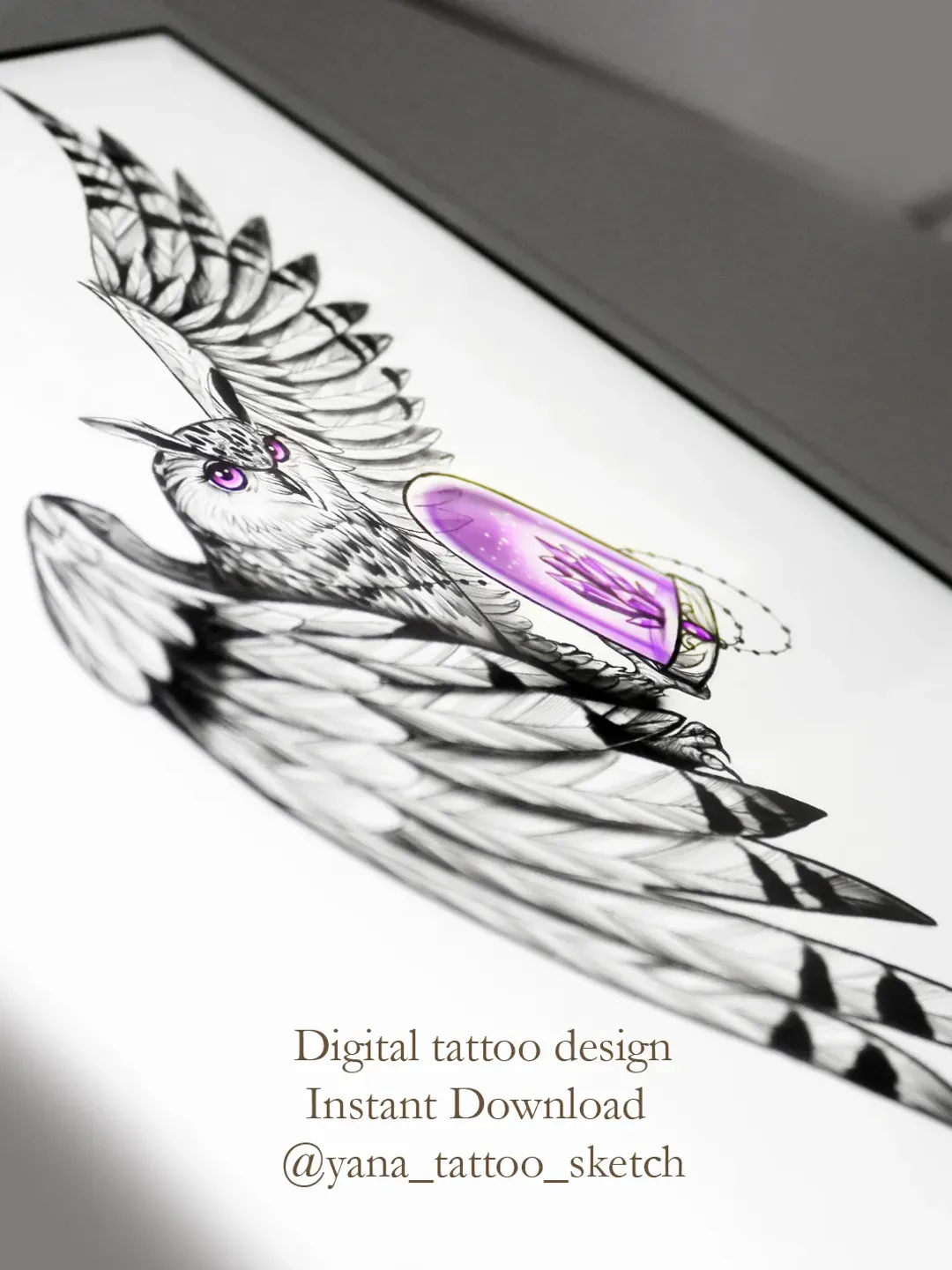 Owl Tattoo Design Owl Tattoo Sketch Owl Tattoo Ideas Owl Tattoo Art, Instant download PDF, JPG, PNG