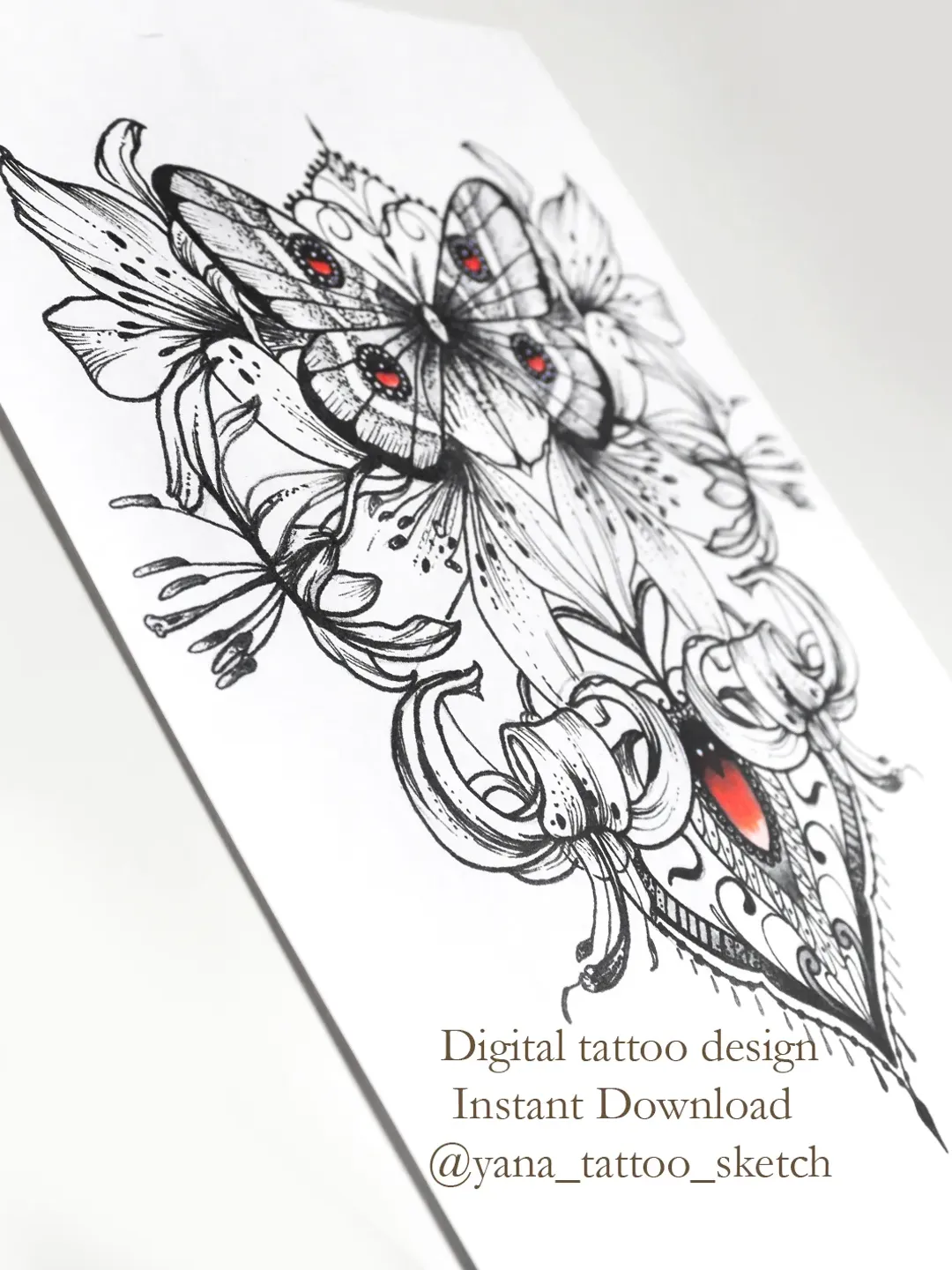 Butterfly Tattoo Design Butterfly Tattoo Ideas Butterfly Tattoo Sketch Ornamental Tattoo Design, Instant download