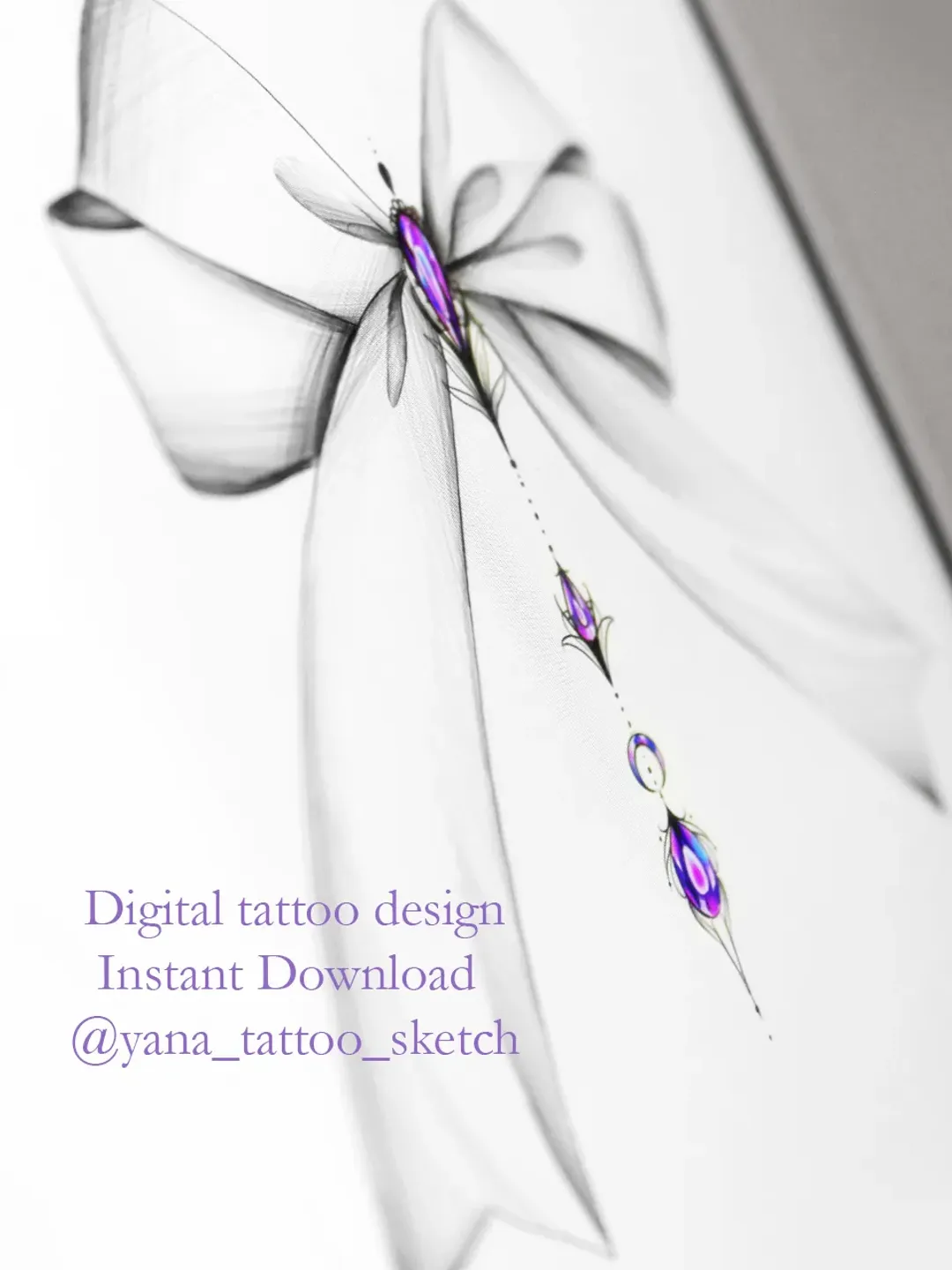 Bow Tattoo Design Bows Tattoo ideas Sketch, Instant download JPG, PDF, PNG