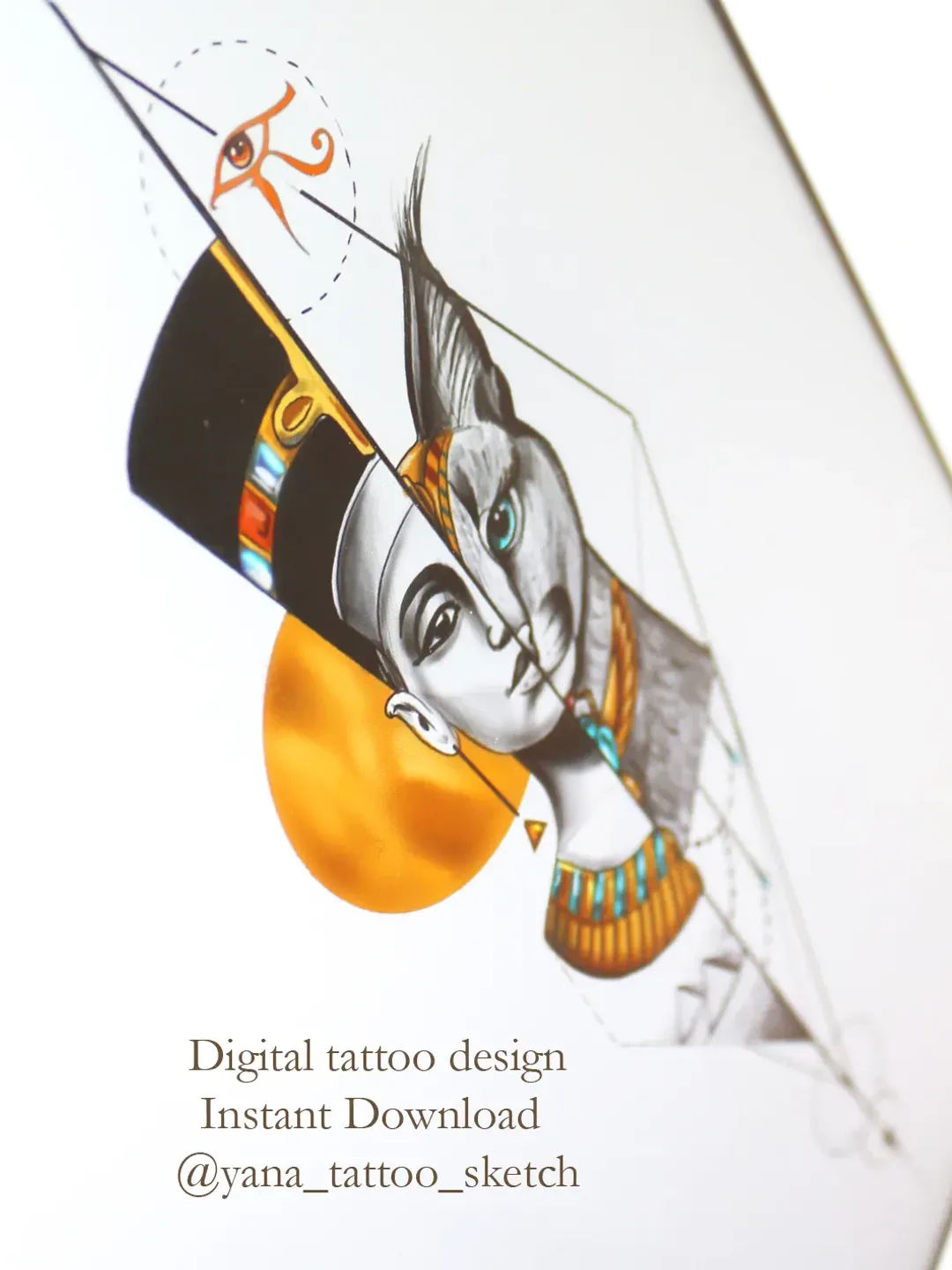 Bastet Tattoo Design Bastet Goddess Sketch Nefertiti Tattoo Design Nefertiti Tattoo Sketch, Instant download PDF, JPG