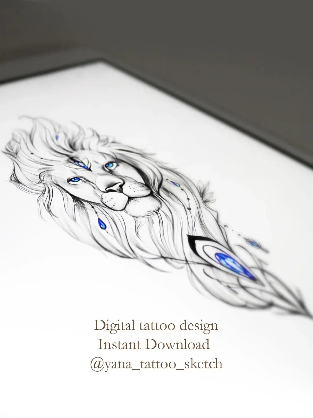 Lion Tattoo Design Female Lion Tattoo Sketch Tattoo Design for Woman, Instant download PDF, JPG, PNG files