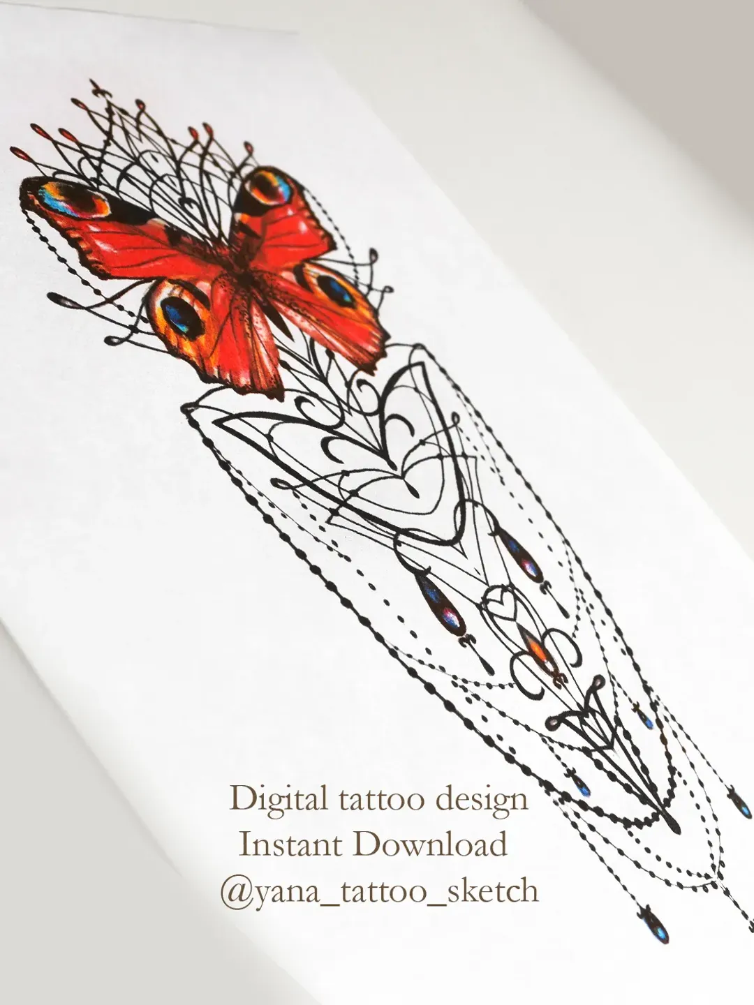 Butterfly Tattoo Design Butterfly Tattoo Ideas Butterfly Tattoo Sketch, Instant download JPG, PNG