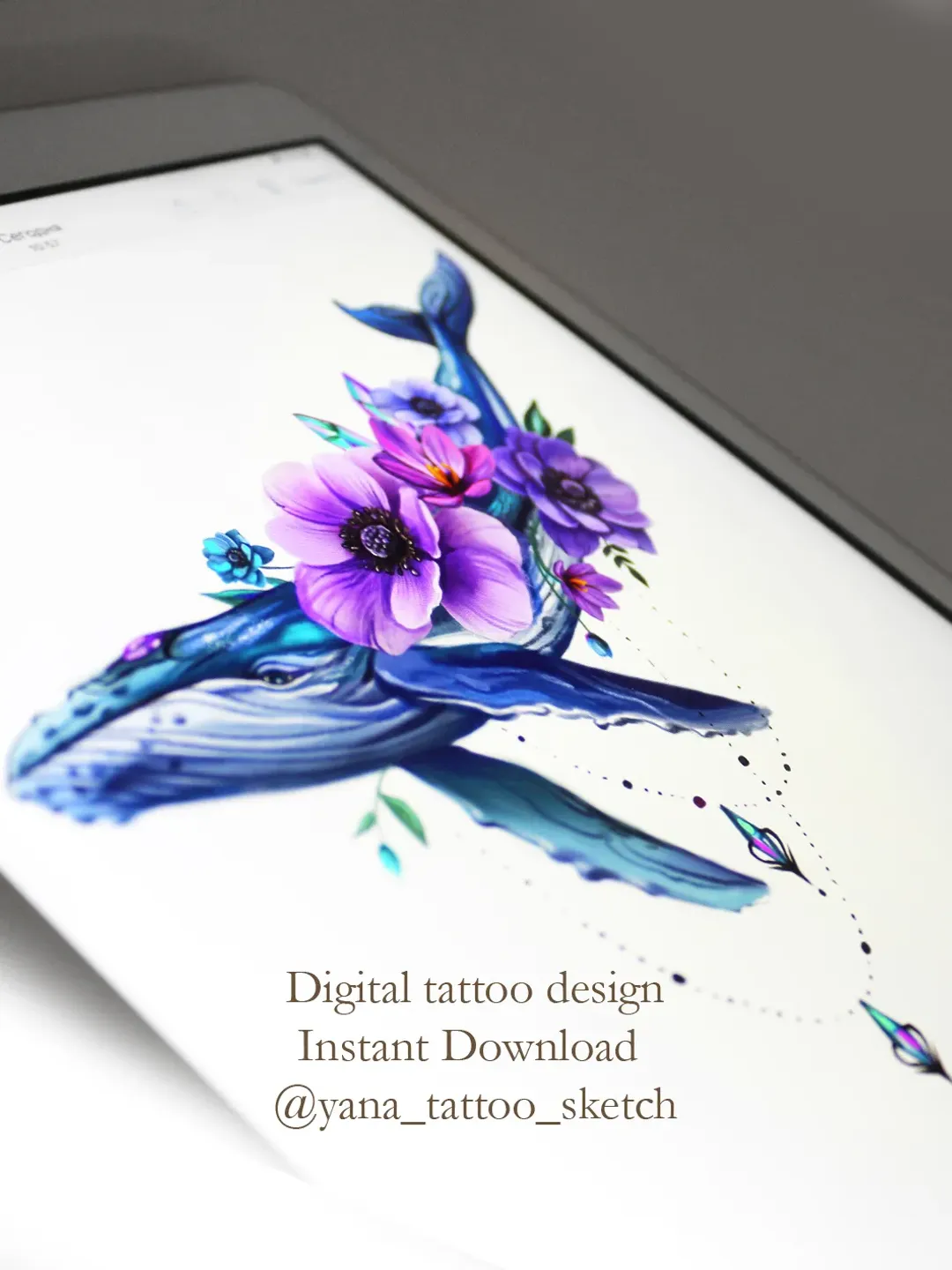 Whale Tattoo Designs Blue Whale Tattoo Ideas Sketch, Instant download PDF, JPG, PNG