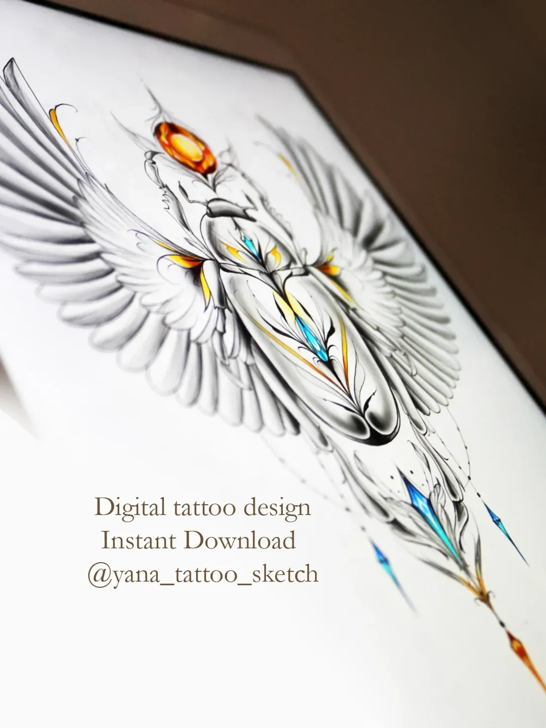 Scarab Beetle Tattoo Design Egyptian Scarab Beetle Tattoo Ideas Sketch Female, Instant download PDF, JPG, PNG