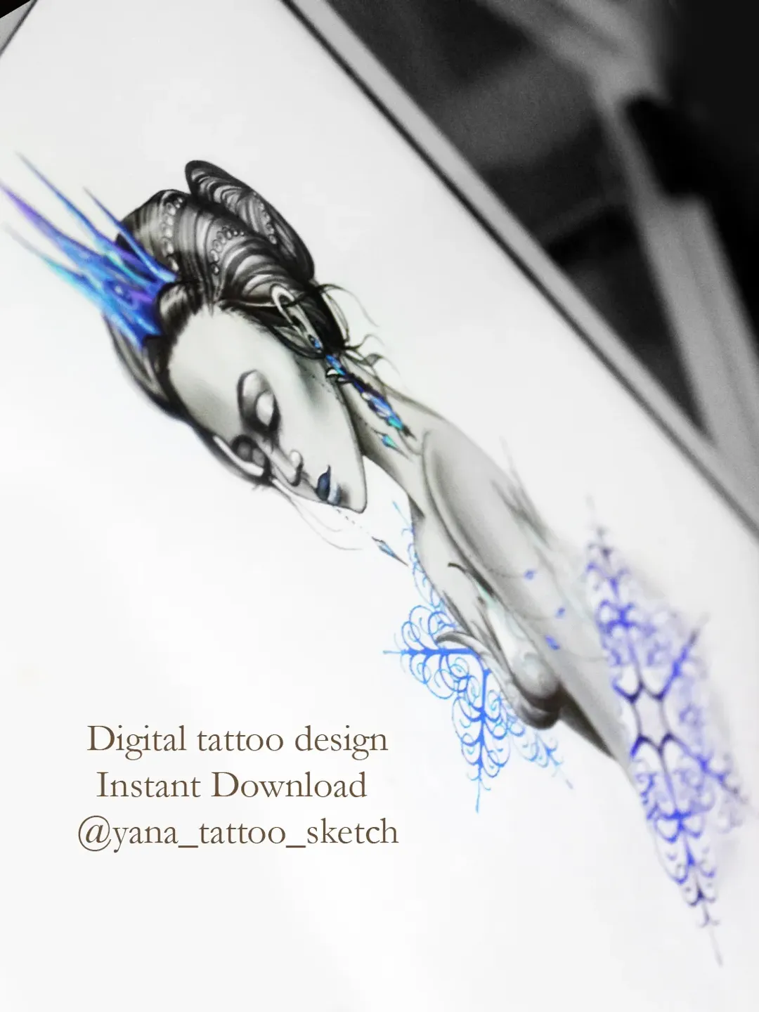 Snow Queen Tattoo Design Snowflake Tattoo Ideas For Females Snow Queen Tattoo Sketch, Instant download JPG, PDF, PNG