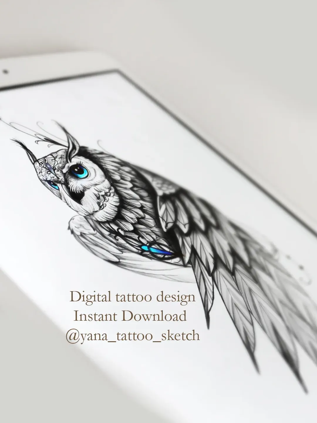 Owl Tattoo Designs Owl Tattoo Sketch Ideas, Instant download PDF, JPG, PNG