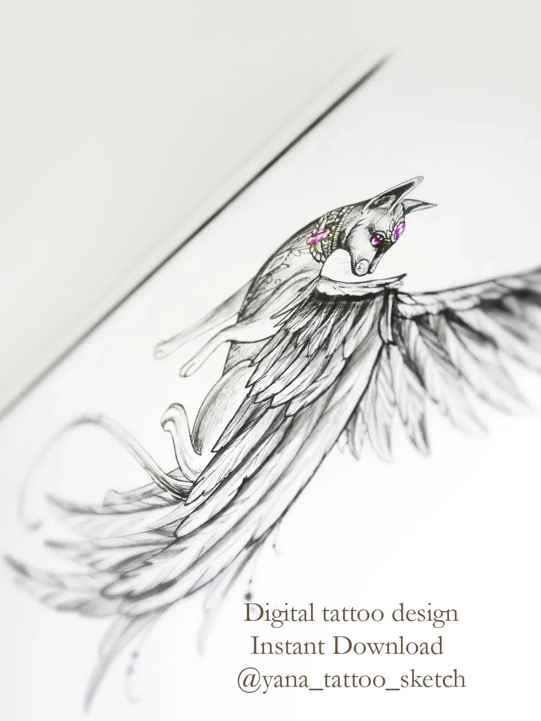 Bastet Tattoo Design Bastet Goddess Sketch Egyptian Cat Tattoo Design for Woman, Instant download PDF, JPG, PNG