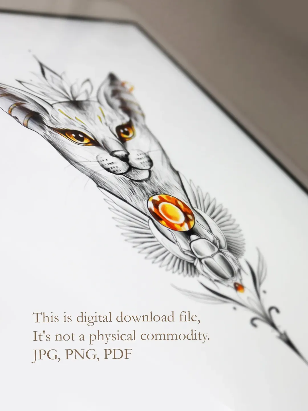 Bastet Tattoo Design Bastet Goddess Tattoo Sketch Egyptian Cat Tattoo Design Idea, Instant download PDF, JPG, PNG