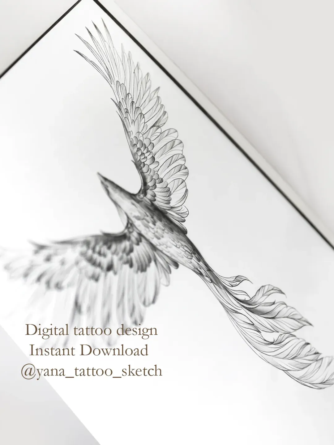 Phoenix Tattoo Design Phoenix Tattoo Sketch Phoenix Tattoo Ideas, Instant download PDF, PNG, JPG files