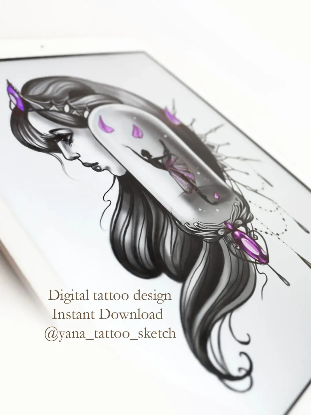Ballerina Tattoo Design Ballerina Tattoo Sketch Ballet Tattoo Design Fairytale Tattoo Art, Instant download PDF and JPG
