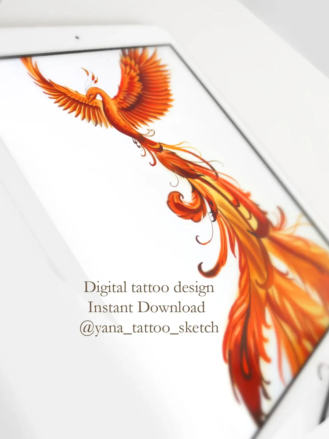 Phoenix Tattoo Design Female Phoenix Tattoo Sketch Phoenix Tattoo Ideas for Woman, Instant download JPG, PNG, PDF files