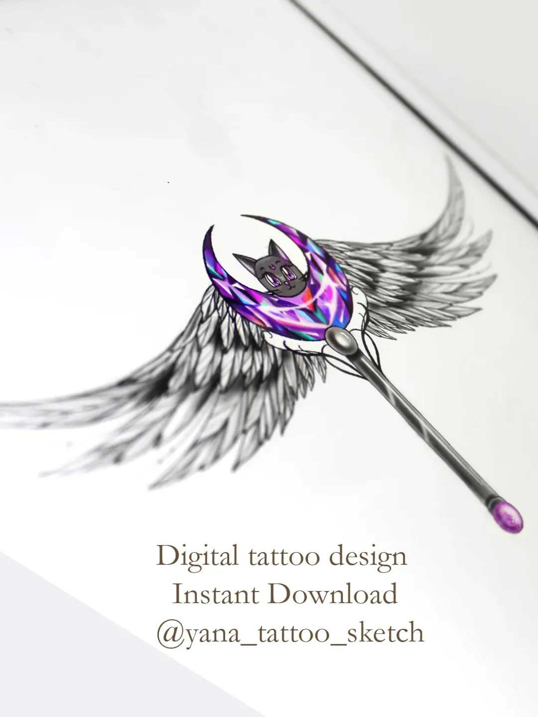 Sailor Moon Tattoo Ideas Moon Wand Tattoo Sketch Underboob Tattoo Designs Under Chest Tattoo Design, Instant download