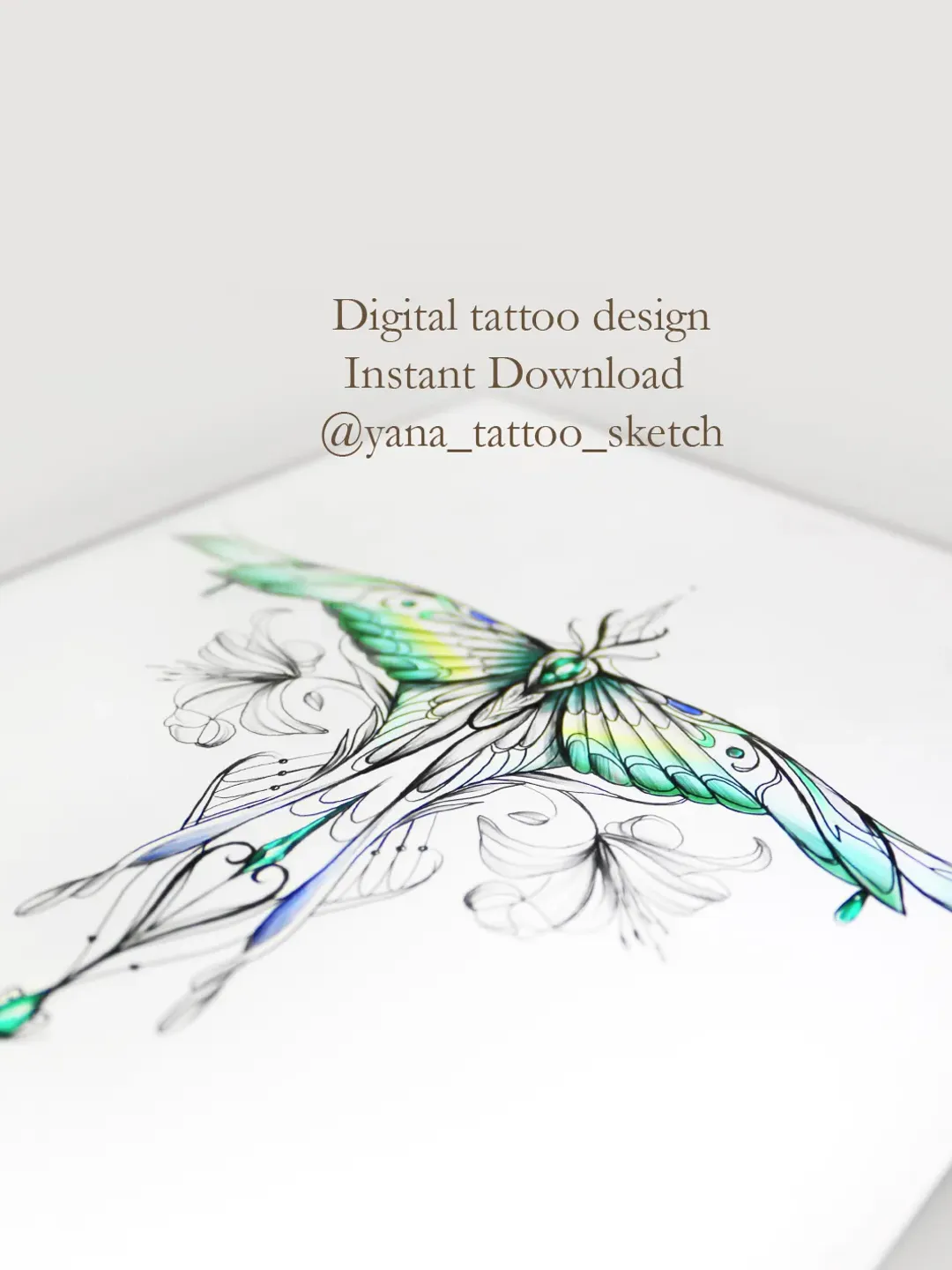 Luna Moth Tattoo Design Fine Line Moth Tattoo Design Butterfly Tattoo Sketch, Instant download PDF, JPG, PNG