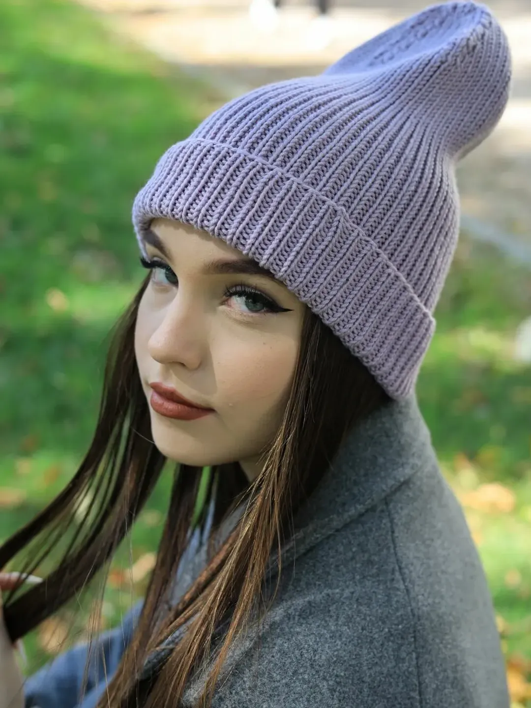 Lilac wool winter beanie