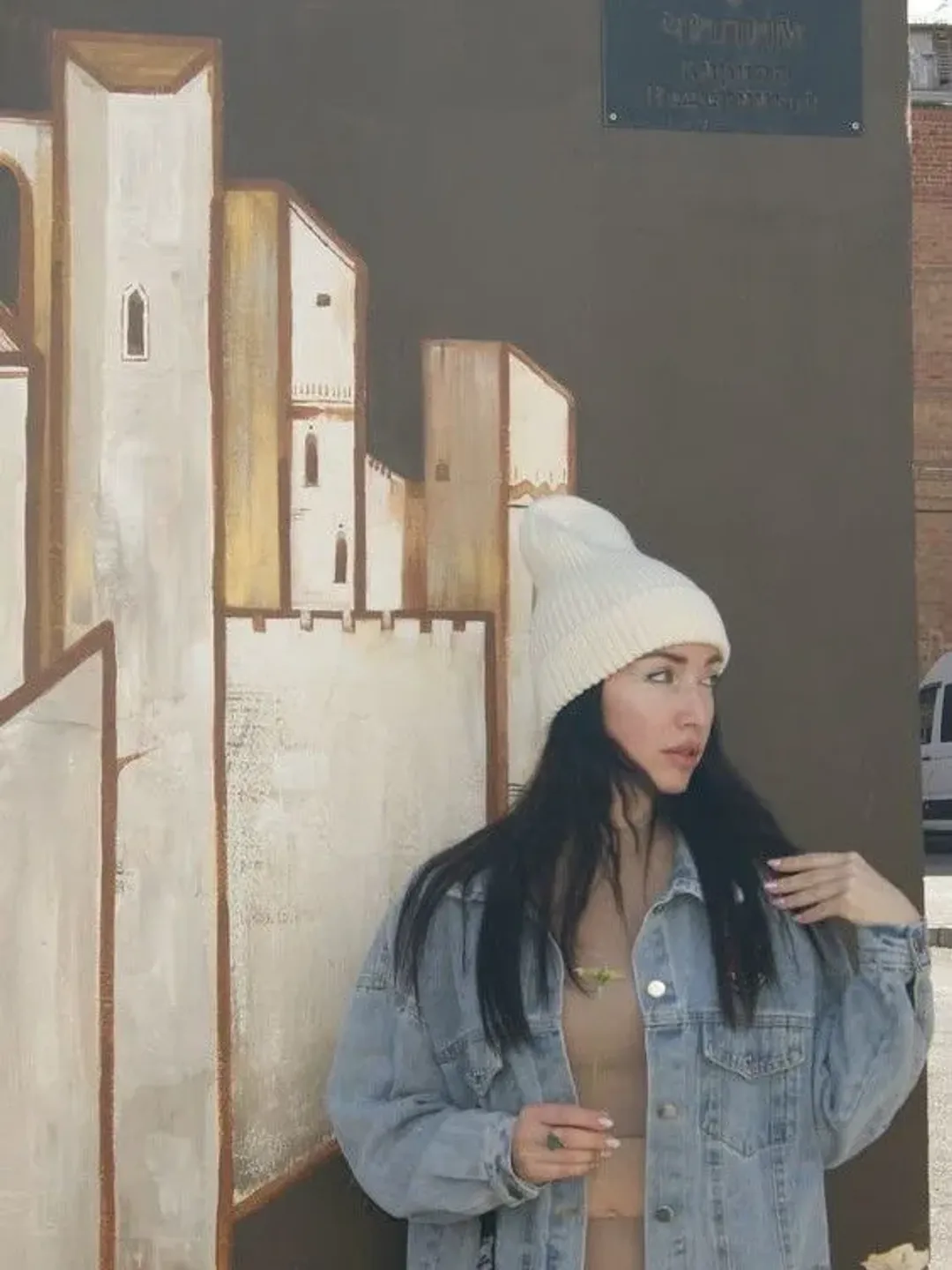 Knit hat women, white winter wool hat