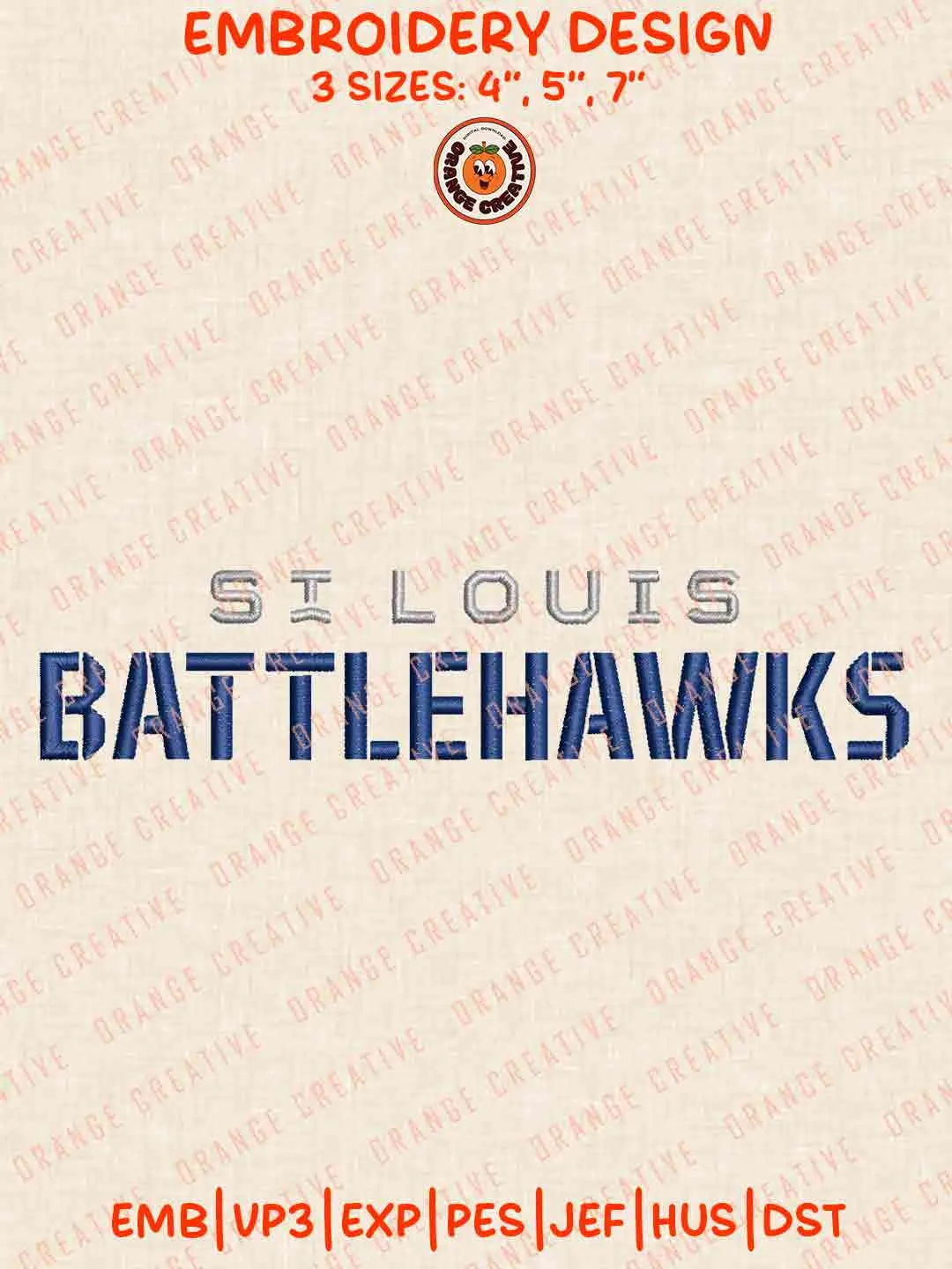 St Louis Battlehawk Word Embroidery Files, Football League Embroidery Designs, Sport Machine Embroidery Files, 3 Sizes, Custom Sizes, Instant Download
