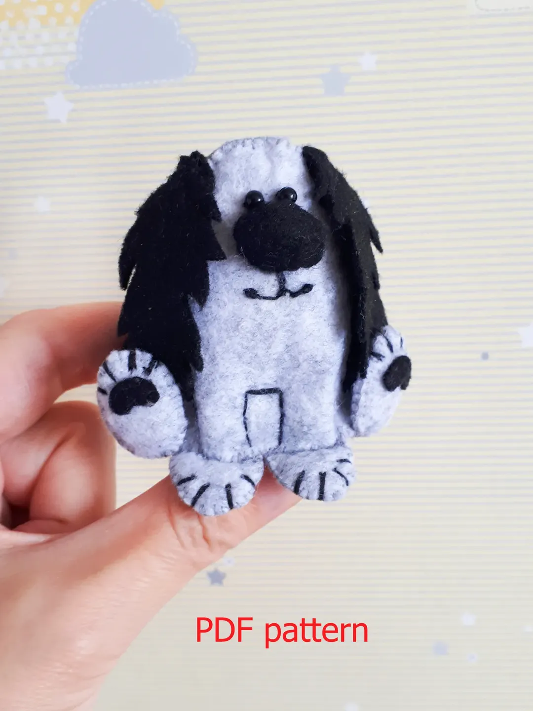 Felt Dog pattern, stuffed animal toys felt or plush, small stuffed pets cute decor for nursery