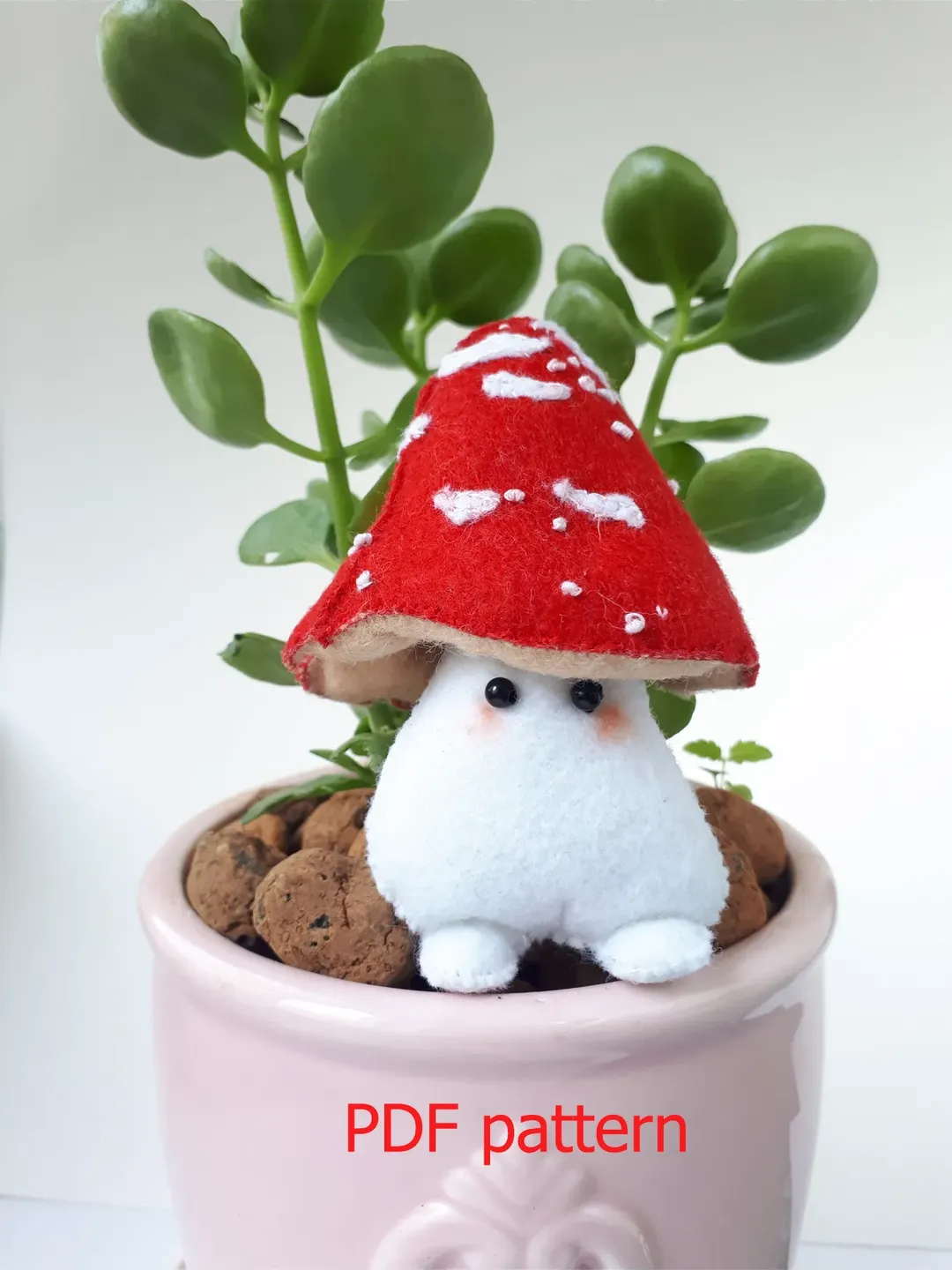 Mushroom stuffed toy felt pattern, goblincore décor, cottagecore decor room, mushroom gift felt pattern pdf