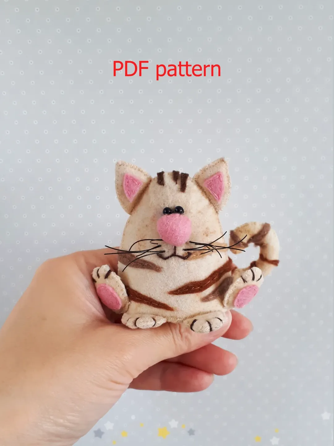 Cat pattern, stuffed animal toys felt or plush sewing pattern and tutorial with photos on how to make cute cat mom gifts