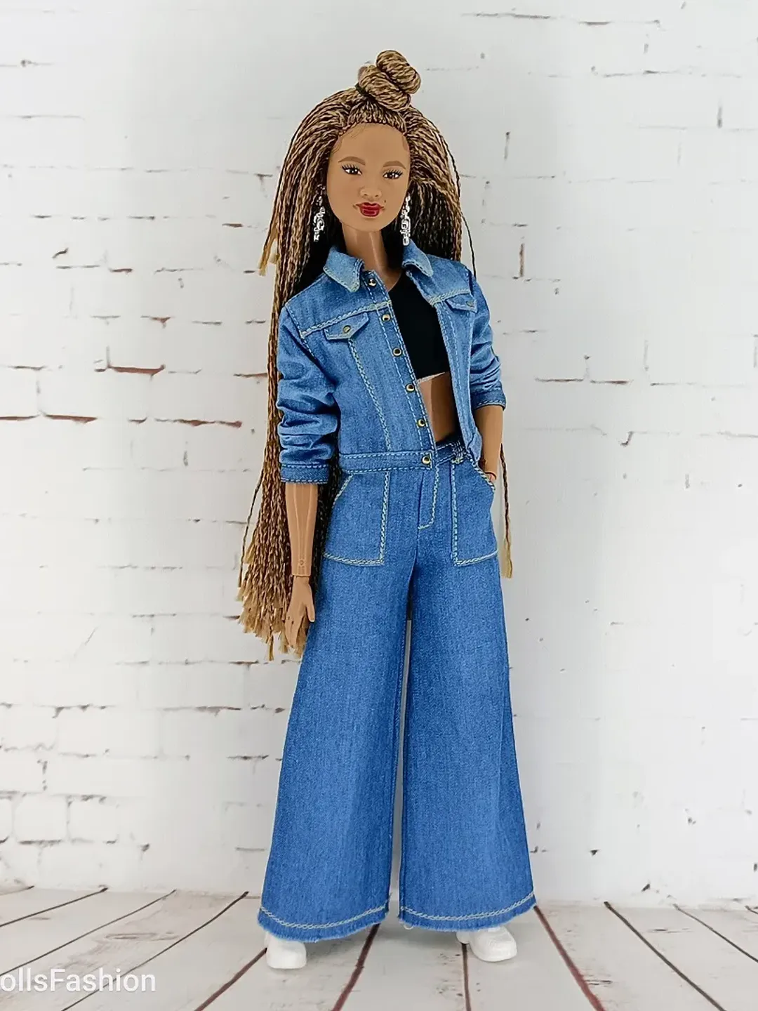 Denim suit with wide pants for Barbie Doll (Made to Move, BMR1959, Barbie Looks)