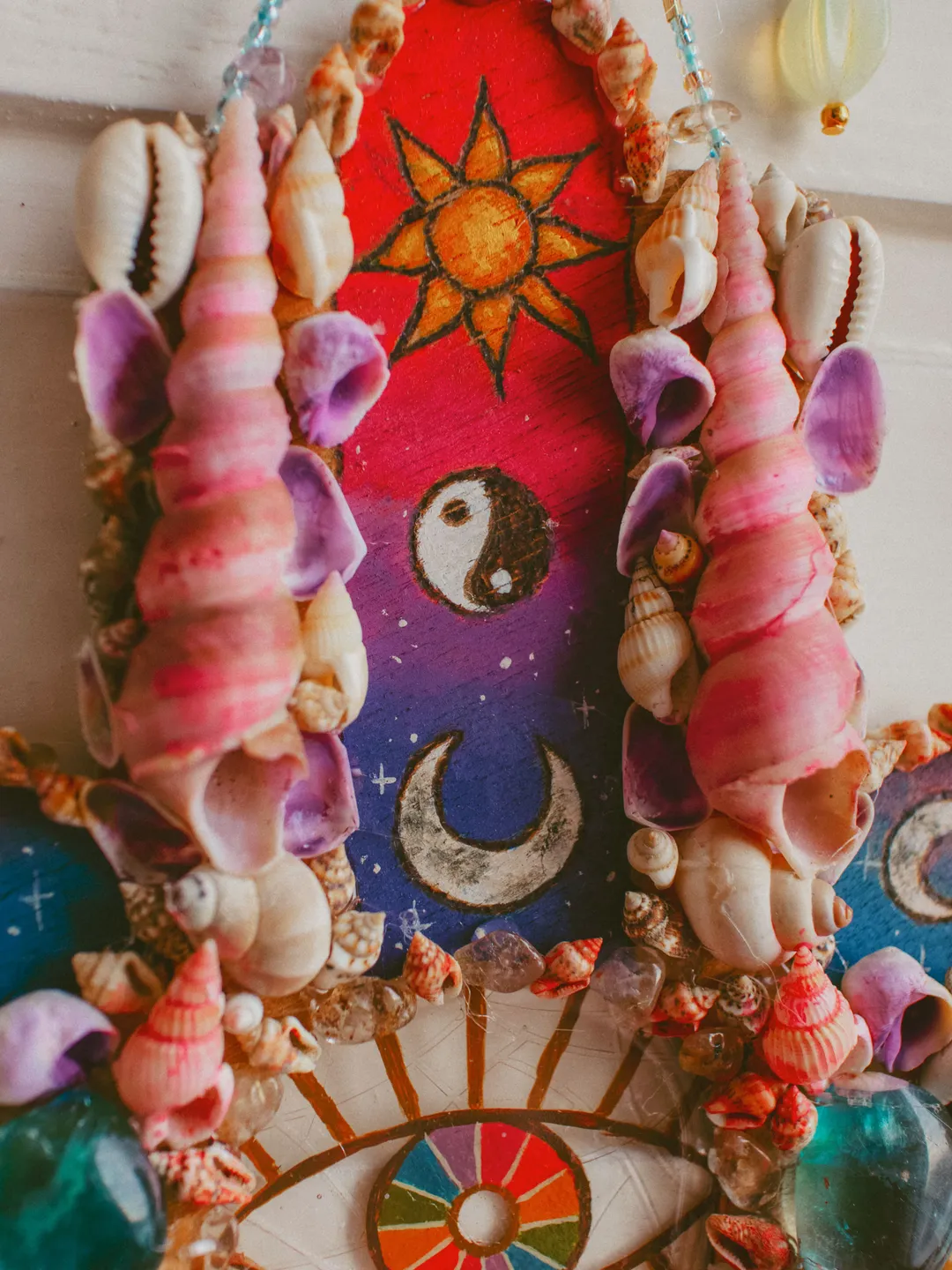 Mermaid Suncatcher “Balance“ made with shells, crystals and light ...