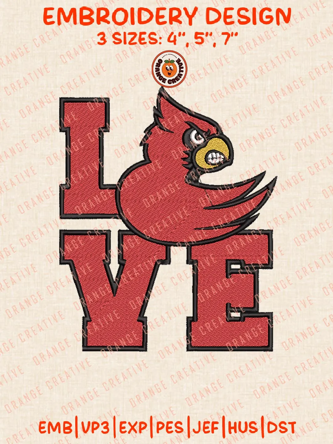 Love Louisville Cardinals Logo Embroidery Design Files, NCAA Logos Embroidery Designs, NCAA Louisville  Machine Embroidery Files, 3 Sizes, Custom Sizes, Instant Download