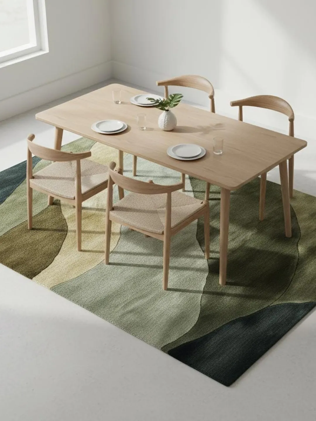 Landscape Rug Tuft Hand Tufted Wool Rug – Nature Inspired Green Modern Area Rug, Abstract ...