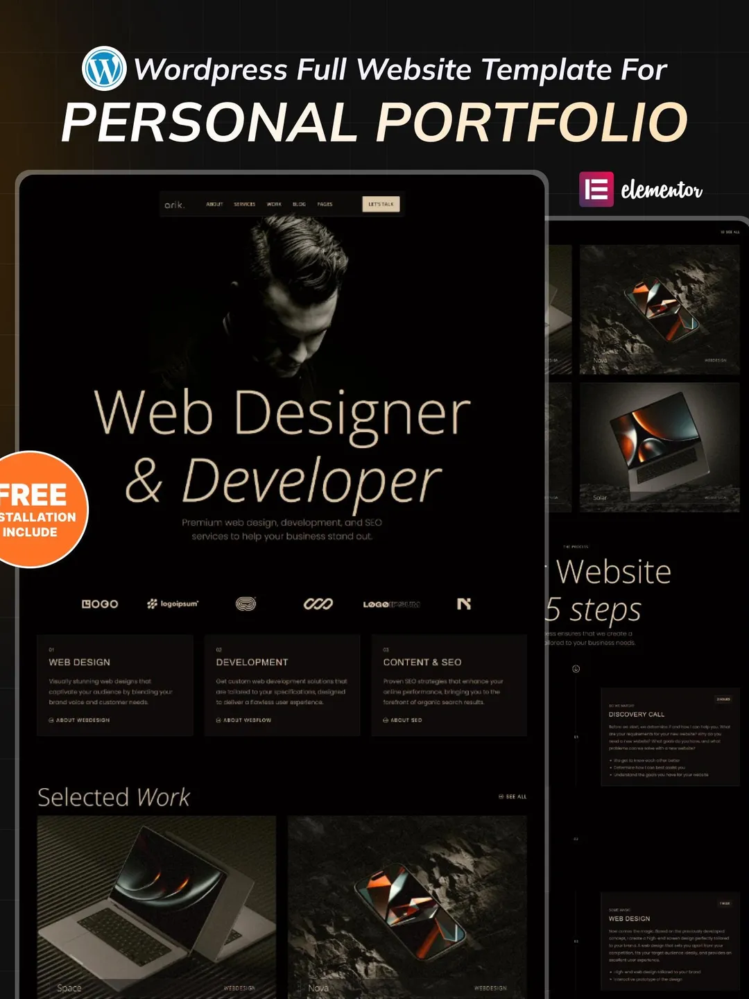Portfolio WordPress Elementor Template Kit | Personal, Creative & Professional Website Template