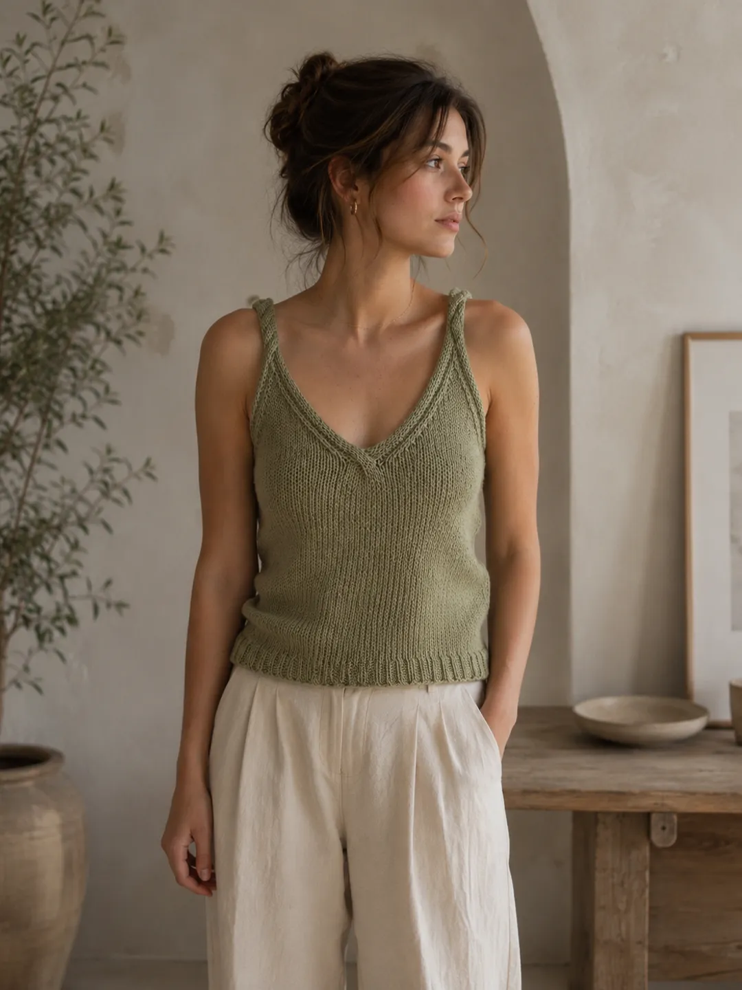 Cable Knit Tank Top Pattern PDF | V-Neck Cropped Sweater Knitting