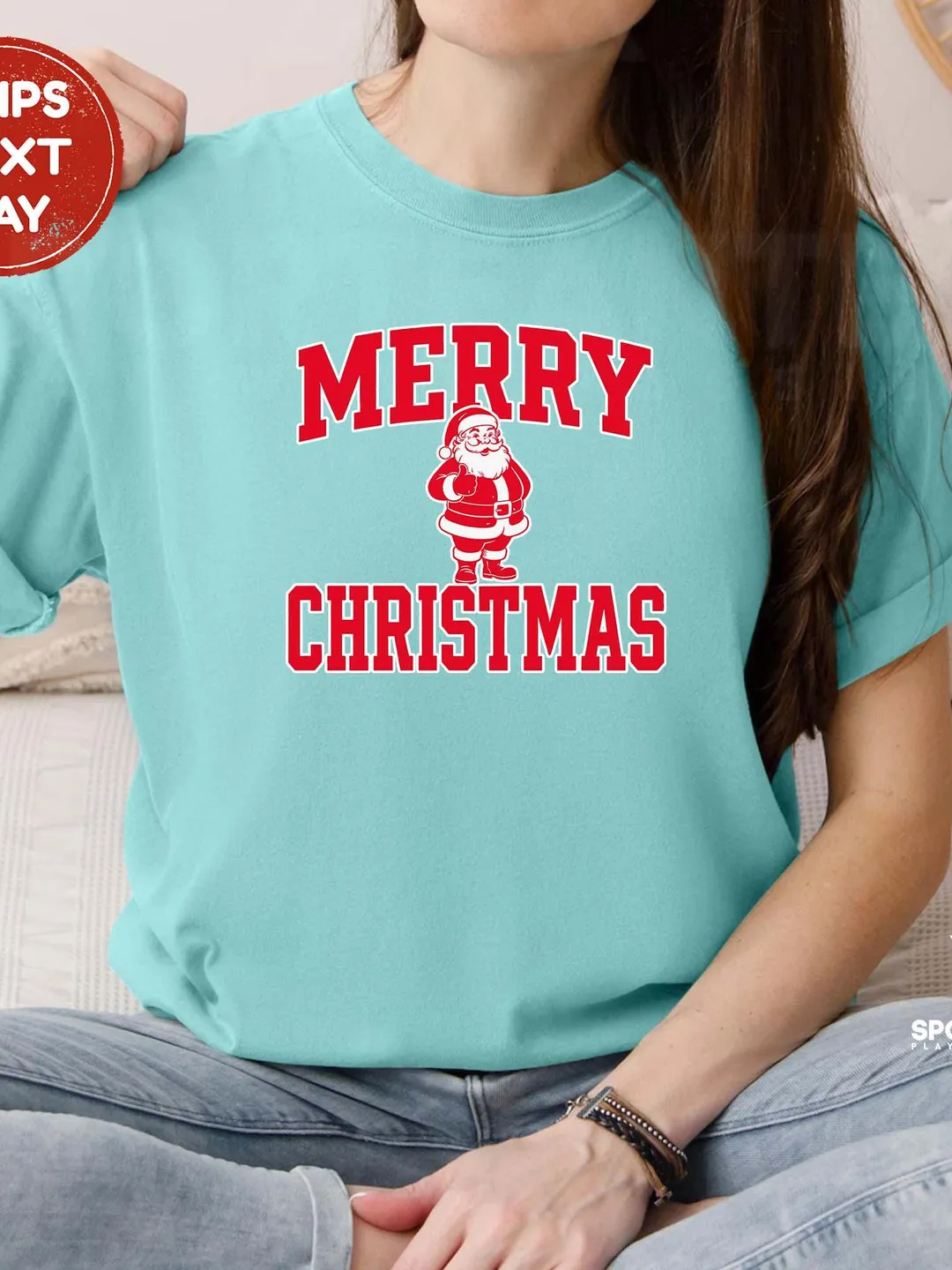 Comfort Colors Santa Christmas T-Shirt, Holiday Tee