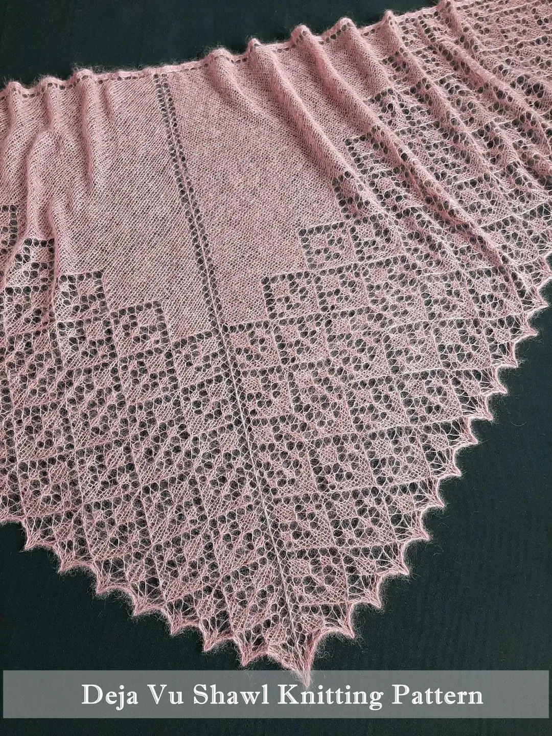 Deja Vu Shawl Knitting Pattern with Easy Lace Pattern Stitch Bind off in 2 ways