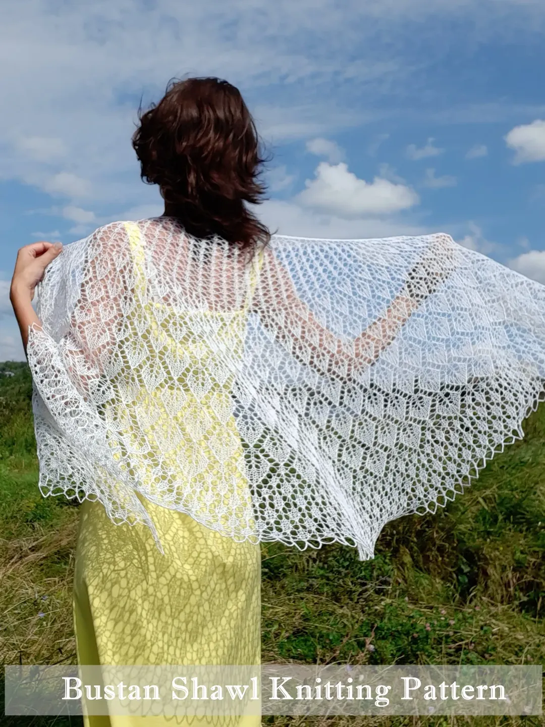 Bustan Shawl Knitting Pattern Lace Crescent Style Only Charted