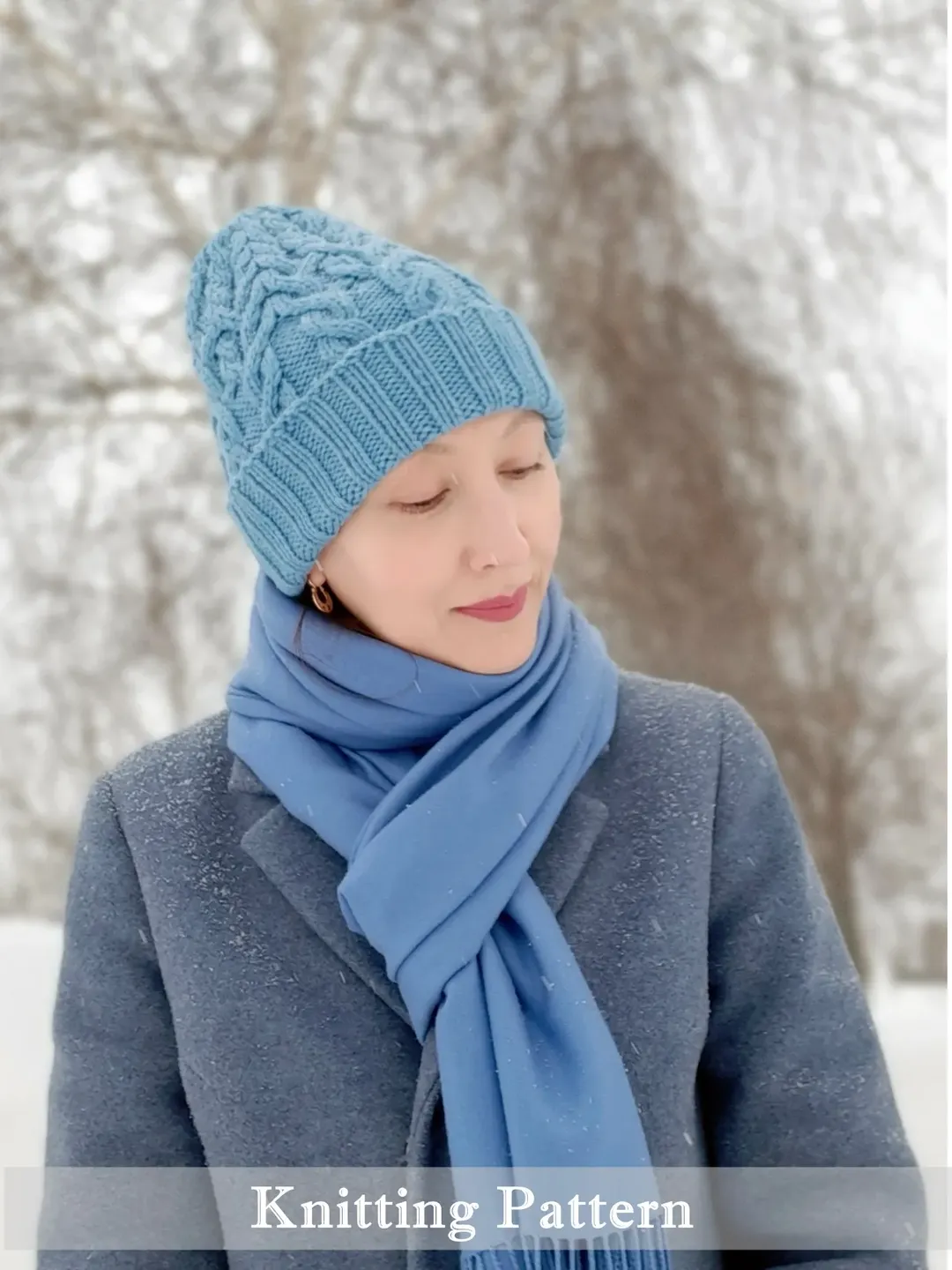 More Cables Hat Knitting Pattern Knit Winter Beanie with Ribbing and Cable Stitches 1 adult medium size