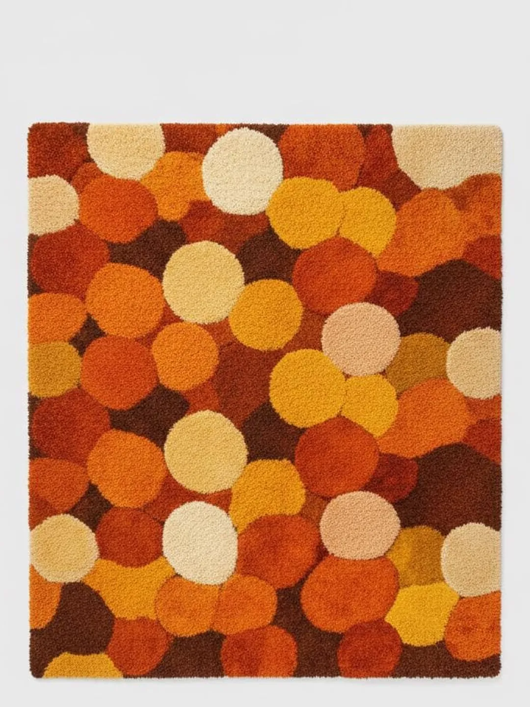 Retro Geometric Area Rug, 70s Vintage Shaggy Statement Rug for Living ...
