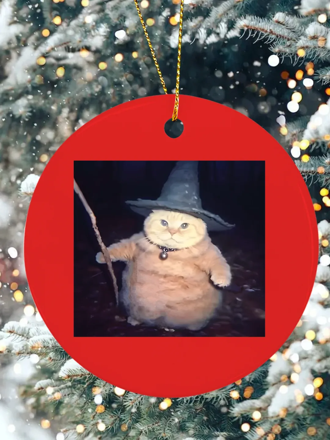 Y2K cat Christmas Ceramic Ornament