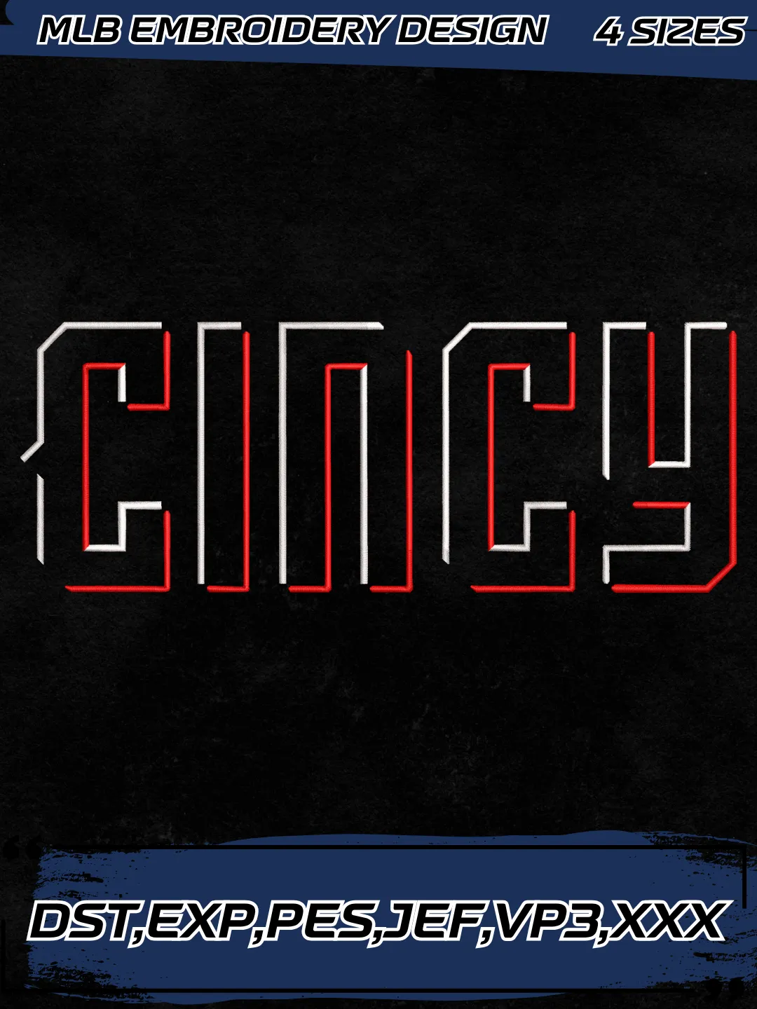 Cincinnati Baseball Embroidery Design - Jersey Logos - Machine Embroidery File