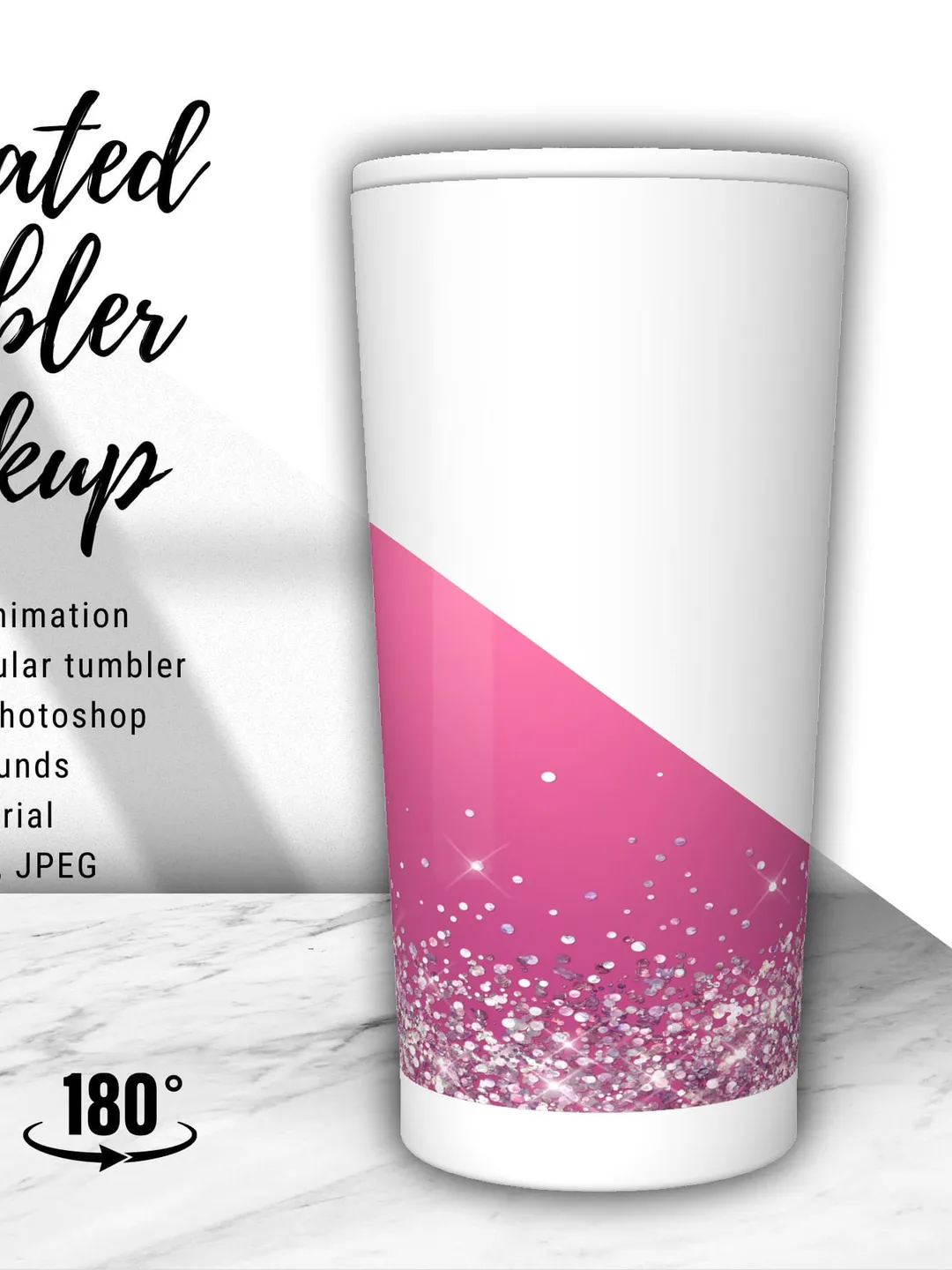3D animated tumbler mockup 20 oz Regular tumbler for your design sublimation/ Video tutorial in Adobe Photoshop/ Video mockup tumbler