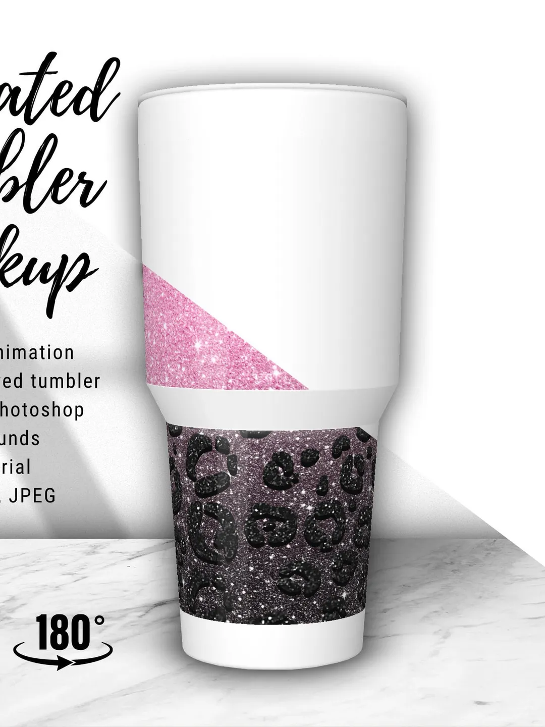 3D animated tumbler mockup 20 oz Curved tumbler for your design sublimation/ Video tutorial in Adobe Photoshop/ Video mockup tumbler