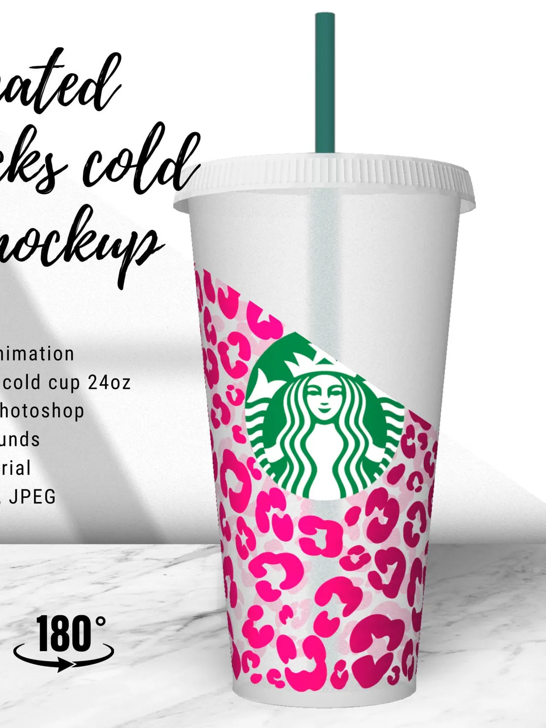 3D animated mockup Starbucks Cold Cup for your design sublimation/ Video  tutorial in Adobe Photoshop/ Video mockup Starbucks Cup